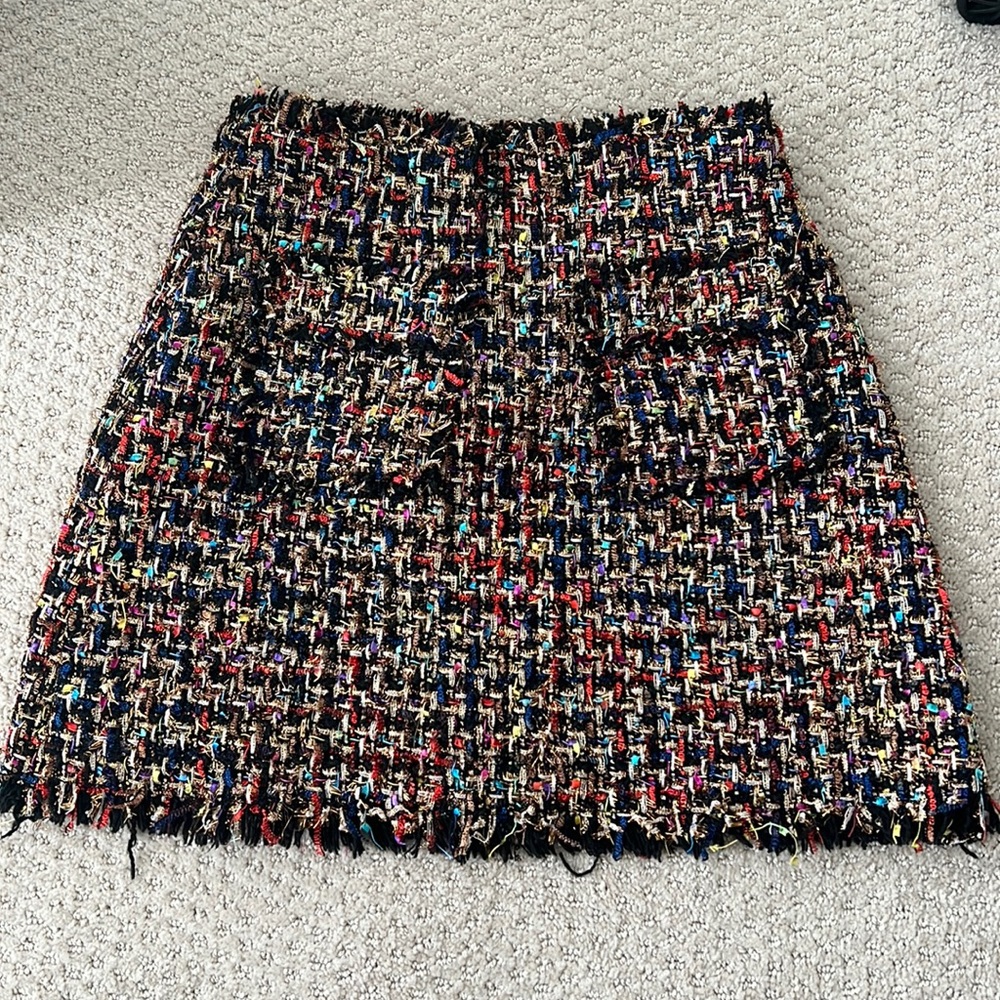 Gold Multi Color threads Tweed Skirt